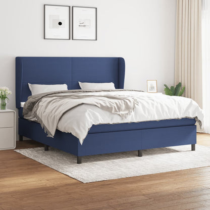 Boxspringbett Mit Matratze Stoff Blau