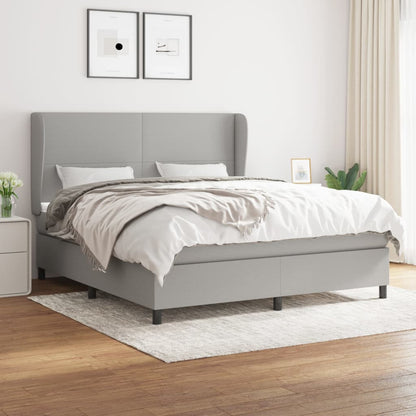 Boxspringbett Mit Matratze Stoff Hellgrau