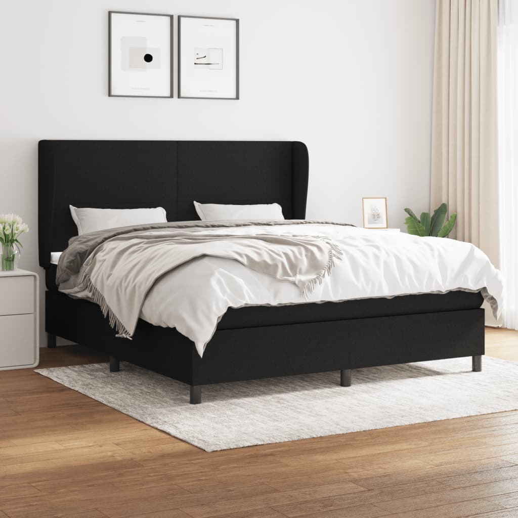 Boxspringbett Mit Matratze Stoff Schwarz