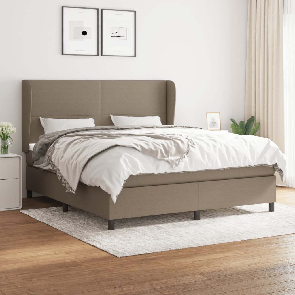 Boxspringbett Mit Matratze Stoff Taupe