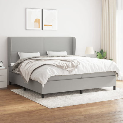 Boxspringbett Mit Matratze Stoff Hellgrau