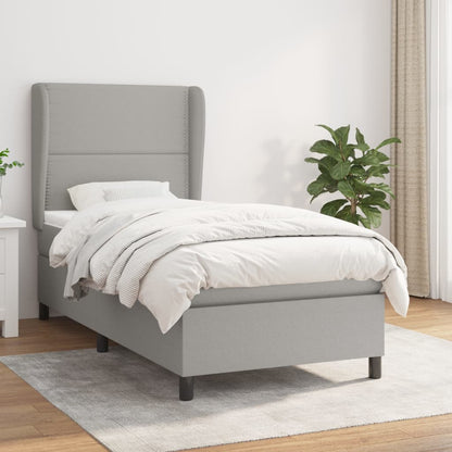 Boxspringbett Mit Matratze Stoff Hellgrau