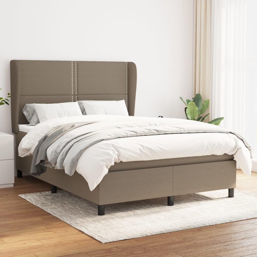 Boxspringbett Mit Matratze Stoff Taupe