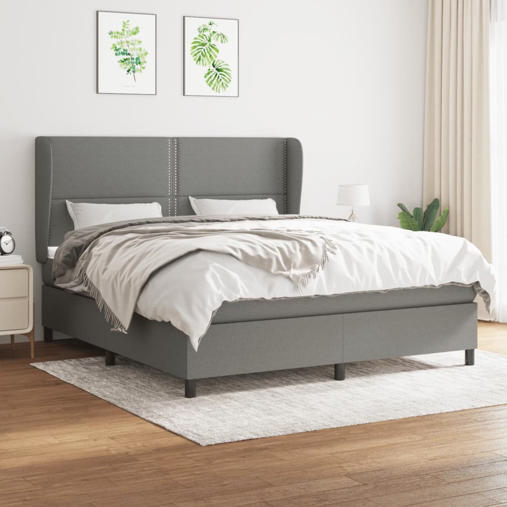 Boxspringbett Mit Matratze Stoff Dunkelgrau