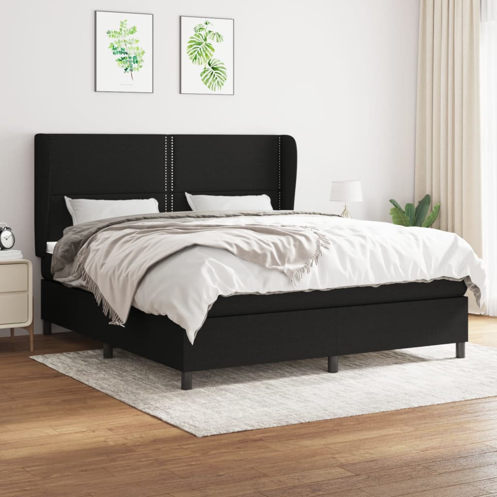 Boxspringbett Mit Matratze Stoff Schwarz