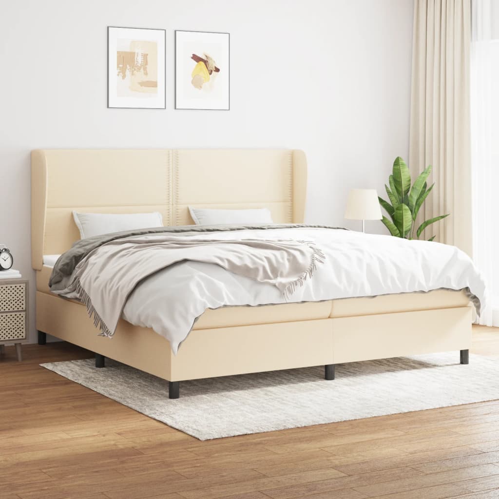 Boxspringbett Mit Matratze Stoff Creme