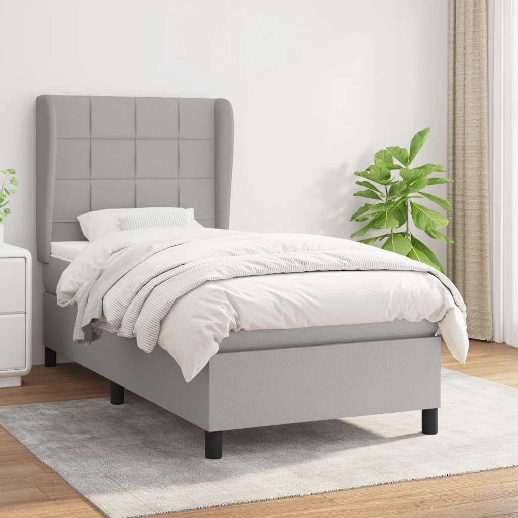 Boxspringbett Mit Matratze Stoff Hellgrau