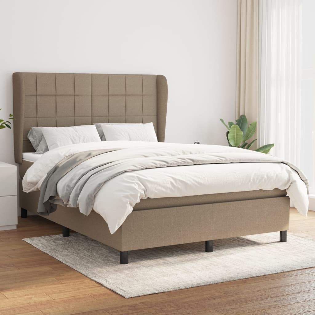 Boxspringbett Mit Matratze Stoff Taupe