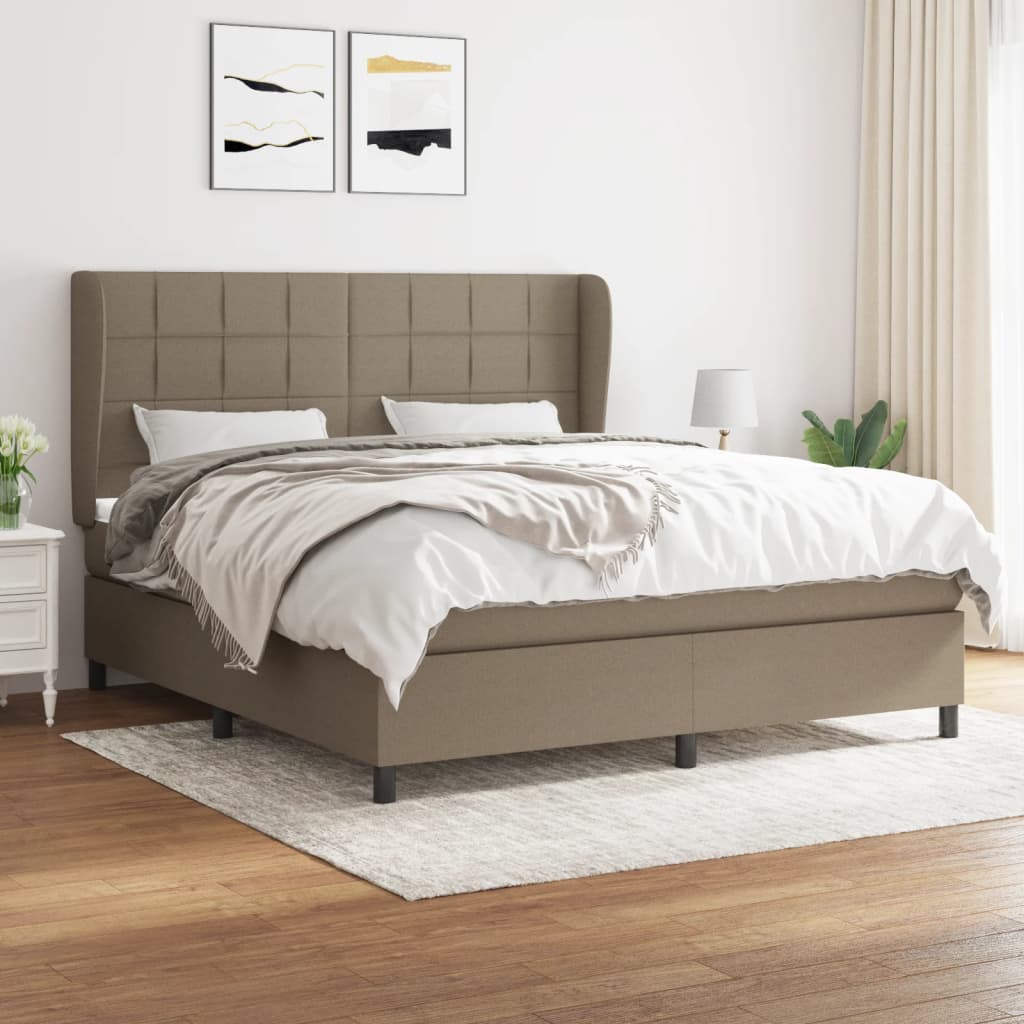 Boxspringbett Mit Matratze Stoff Taupe