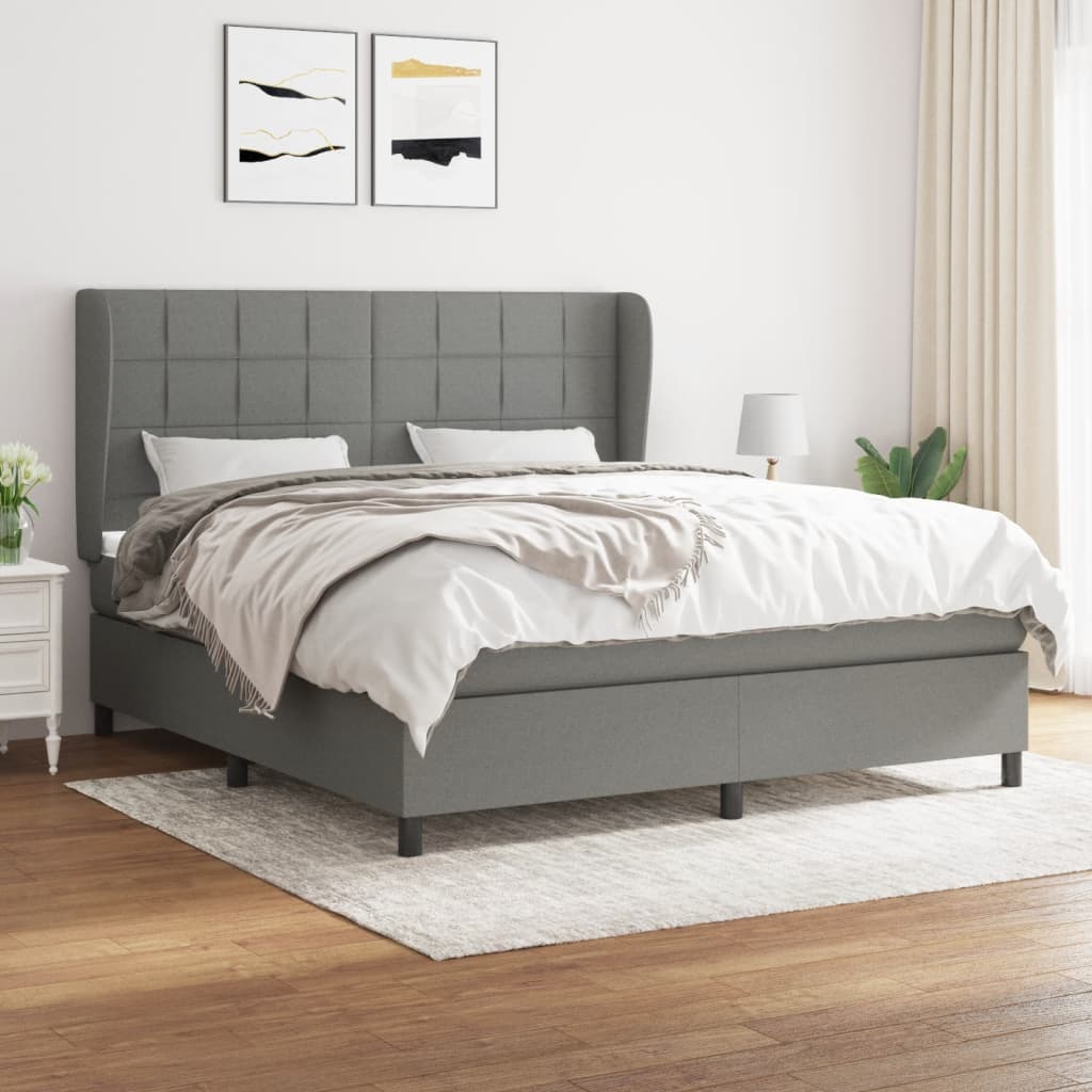 Boxspringbett Mit Matratze Stoff Dunkelgrau