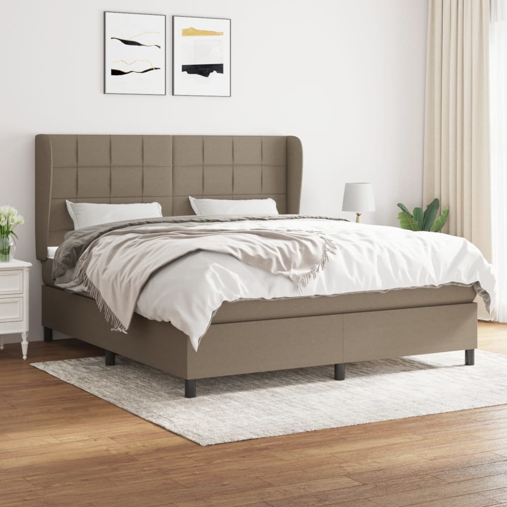Boxspringbett Mit Matratze Stoff Taupe