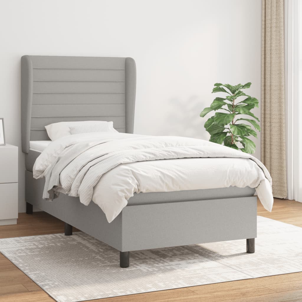 Boxspringbett Mit Matratze Stoff Hellgrau