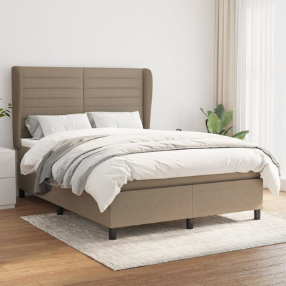 Boxspringbett Mit Matratze Stoff Taupe