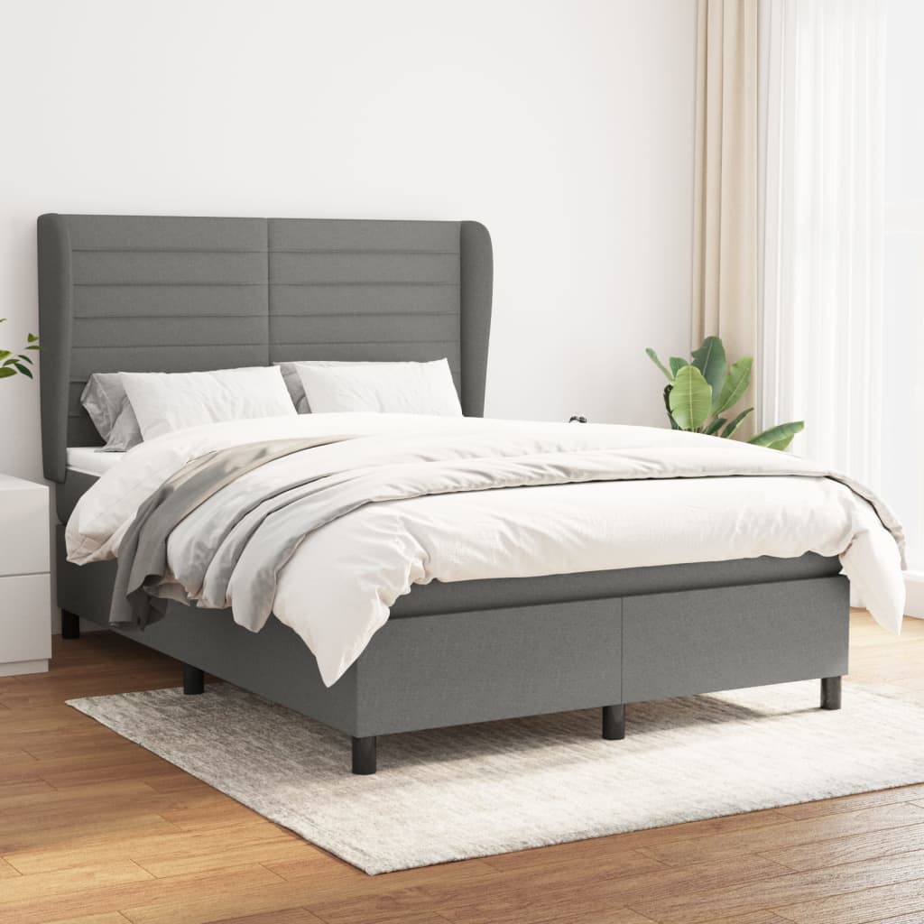 Boxspringbett Mit Matratze Stoff Dunkelgrau