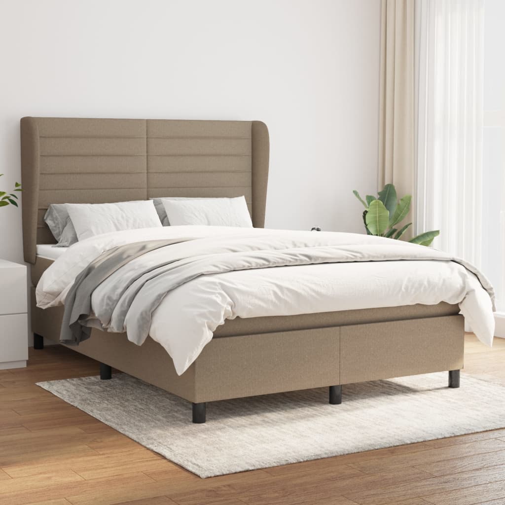 Boxspringbett Mit Matratze Stoff Taupe