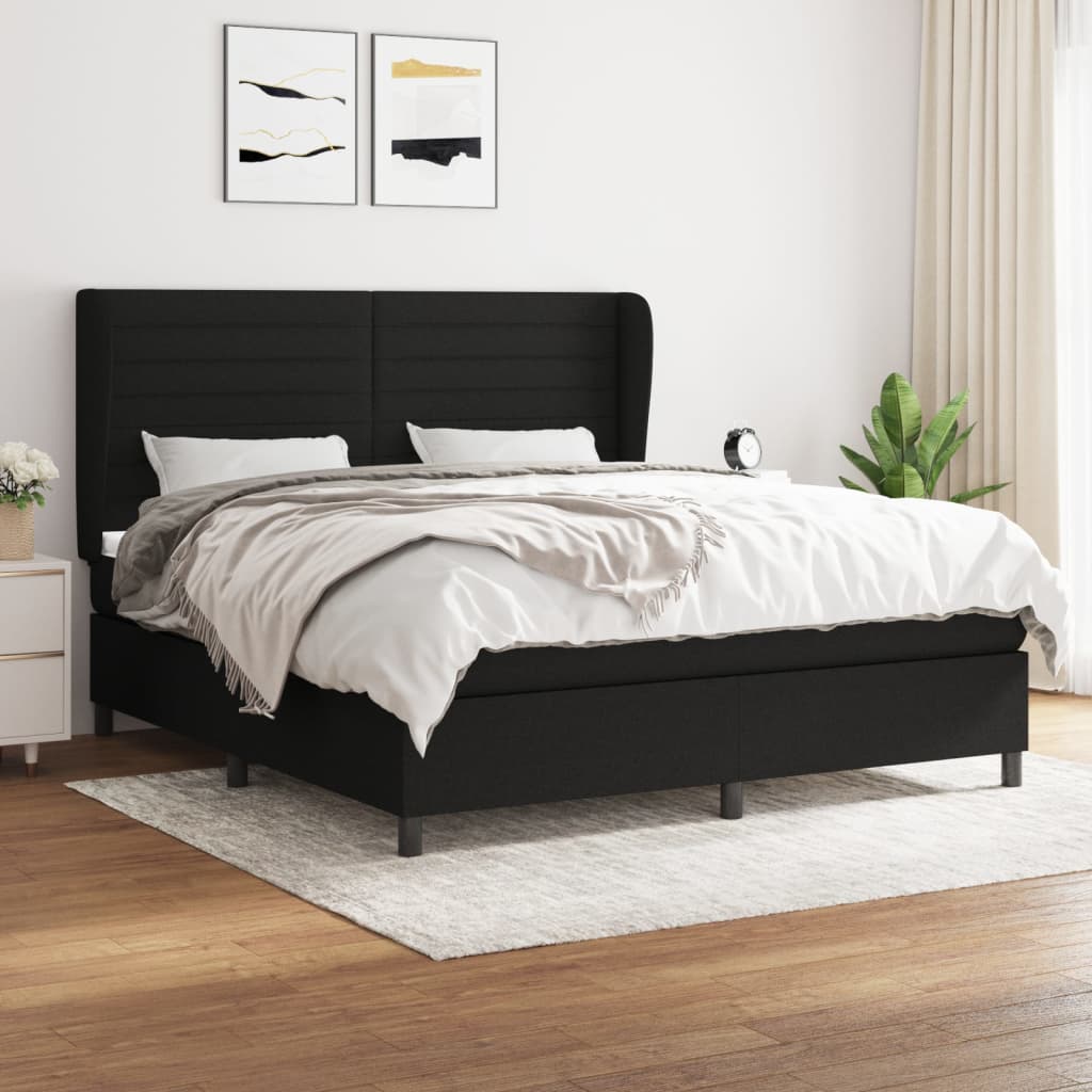 Boxspringbett Mit Matratze Stoff Schwarz