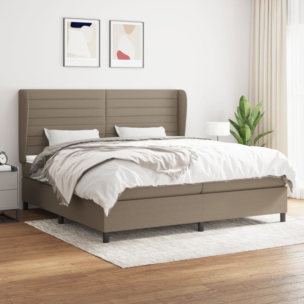 Boxspringbett Mit Matratze Stoff Taupe