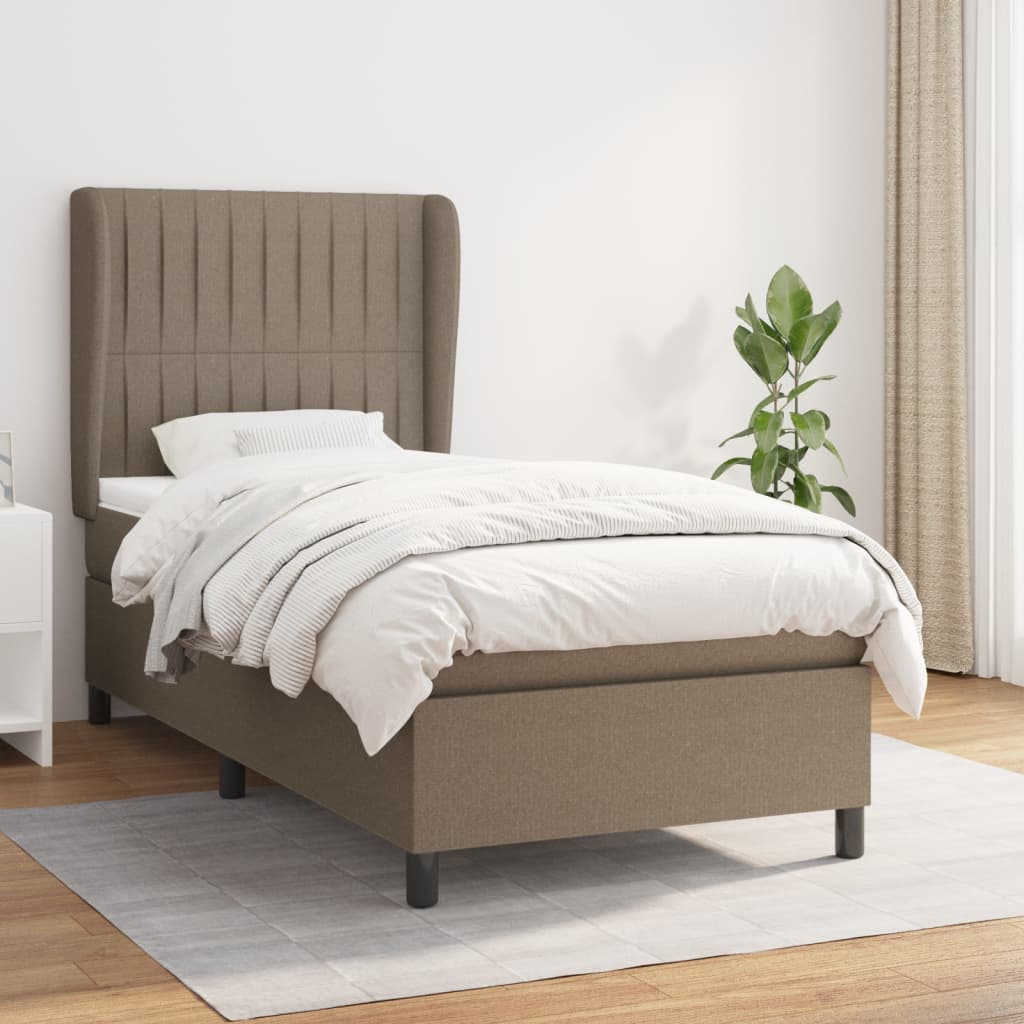 Boxspringbett Mit Matratze Stoff Taupe