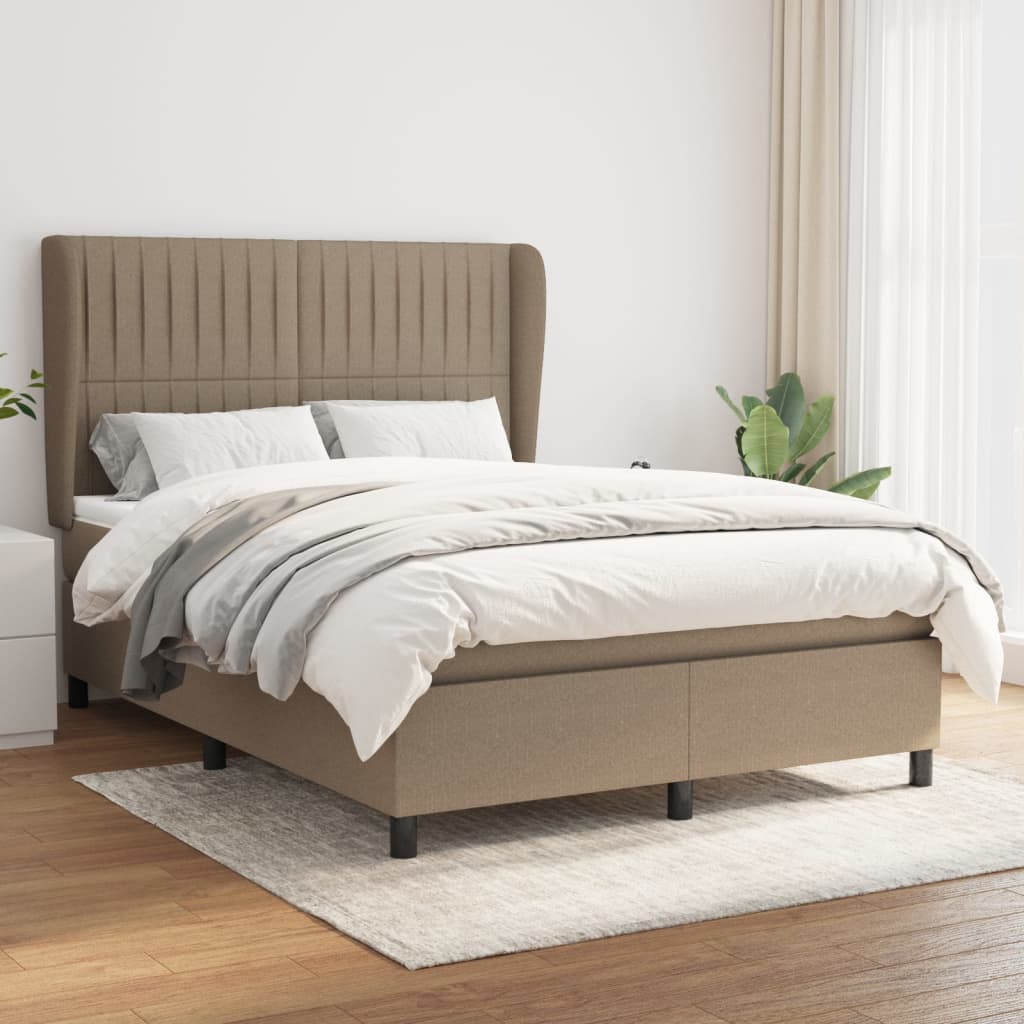 Boxspringbett Mit Matratze Stoff Taupe