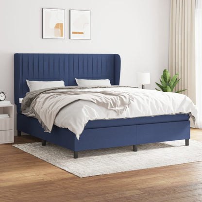 Boxspringbett Mit Matratze Stoff Blau