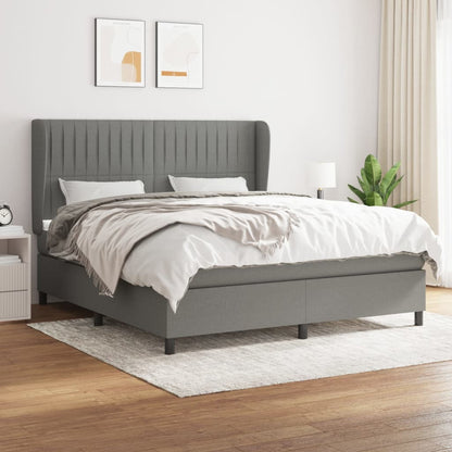 Boxspringbett Mit Matratze Stoff Dunkelgrau