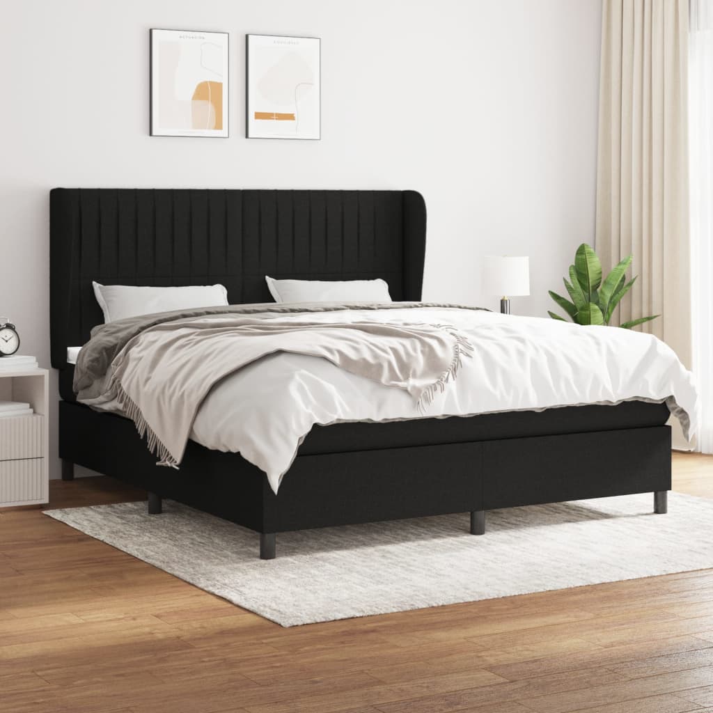 Boxspringbett Mit Matratze Stoff Schwarz