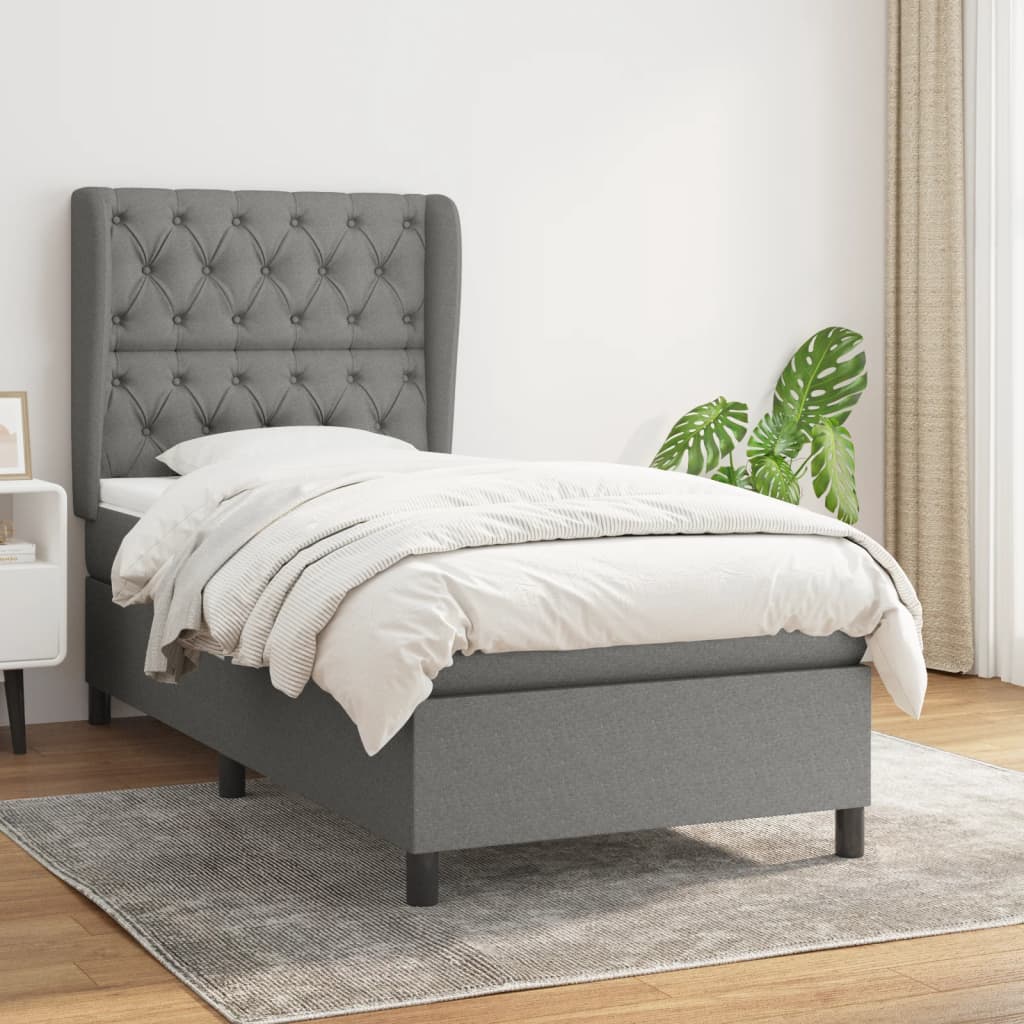 Boxspringbett Mit Matratze Stoff Dunkelgrau