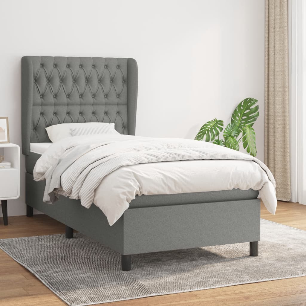 Boxspringbett Mit Matratze Stoff Dunkelgrau