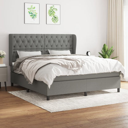 Boxspringbett Mit Matratze Stoff Dunkelgrau
