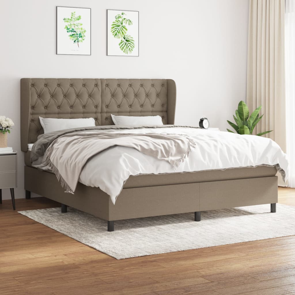 Boxspringbett Mit Matratze Stoff Taupe