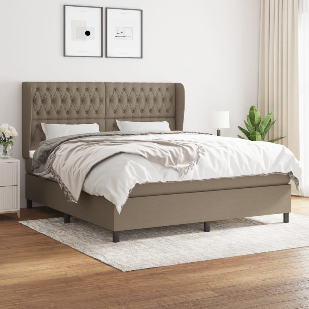 Boxspringbett Mit Matratze Stoff Taupe