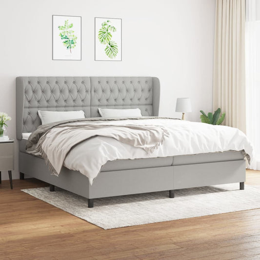 Boxspringbett Mit Matratze Stoff Hellgrau
