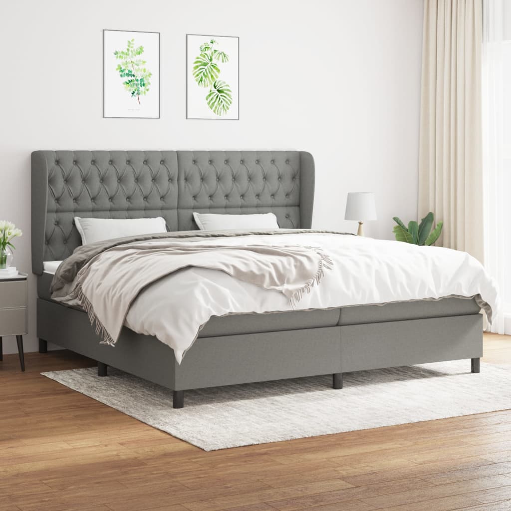 Boxspringbett Mit Matratze Stoff Dunkelgrau