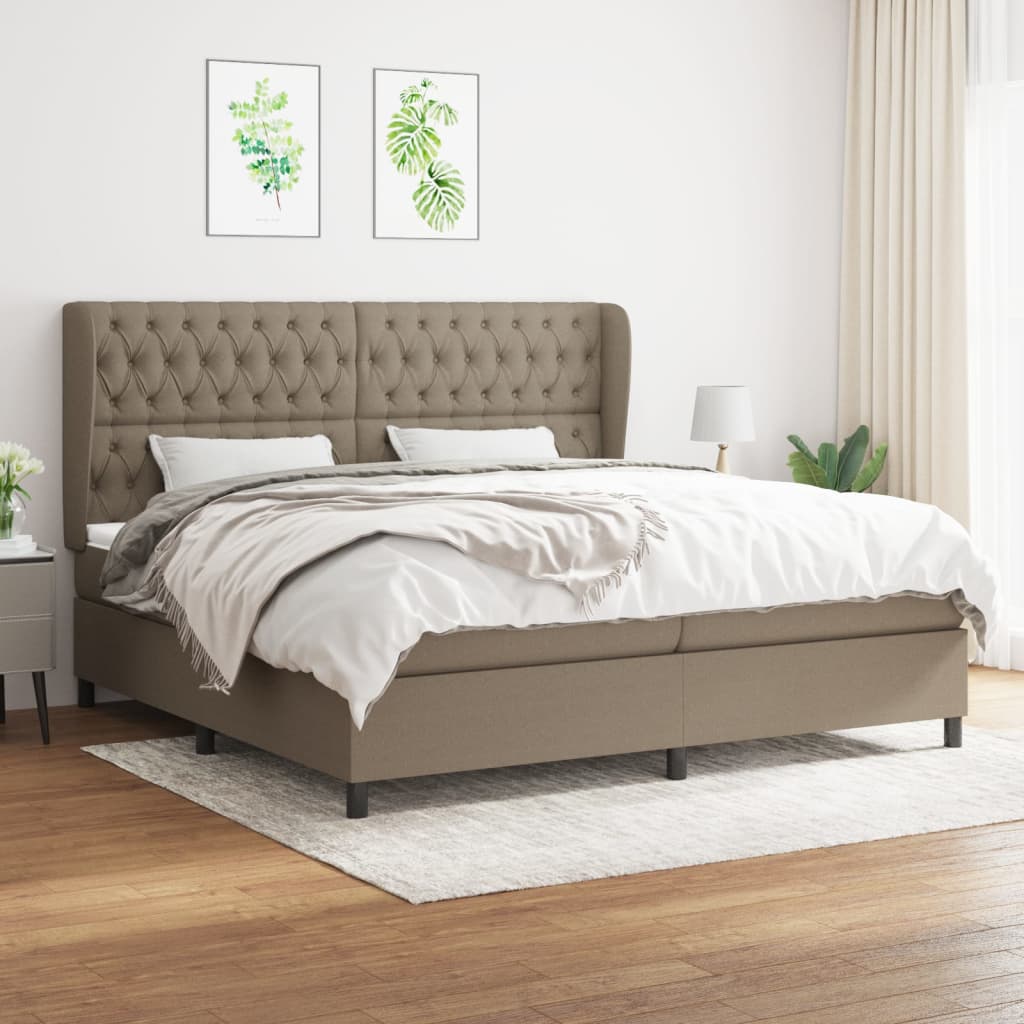 Boxspringbett Mit Matratze Stoff Taupe