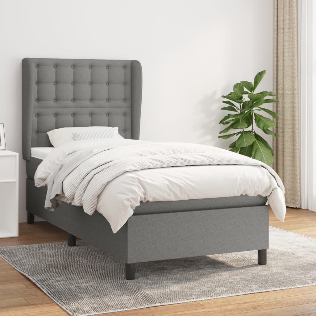 Boxspringbett Mit Matratze Stoff Dunkelgrau