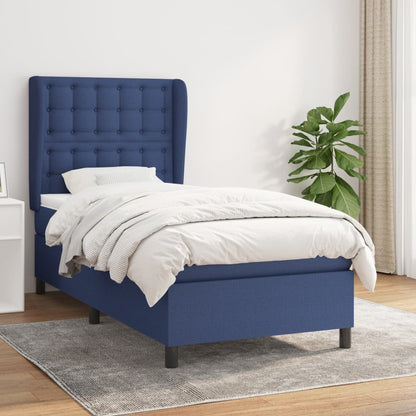 Boxspringbett Mit Matratze Stoff Blau