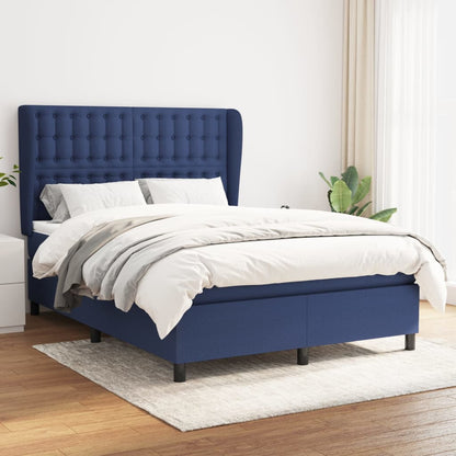 Boxspringbett Mit Matratze Stoff Blau