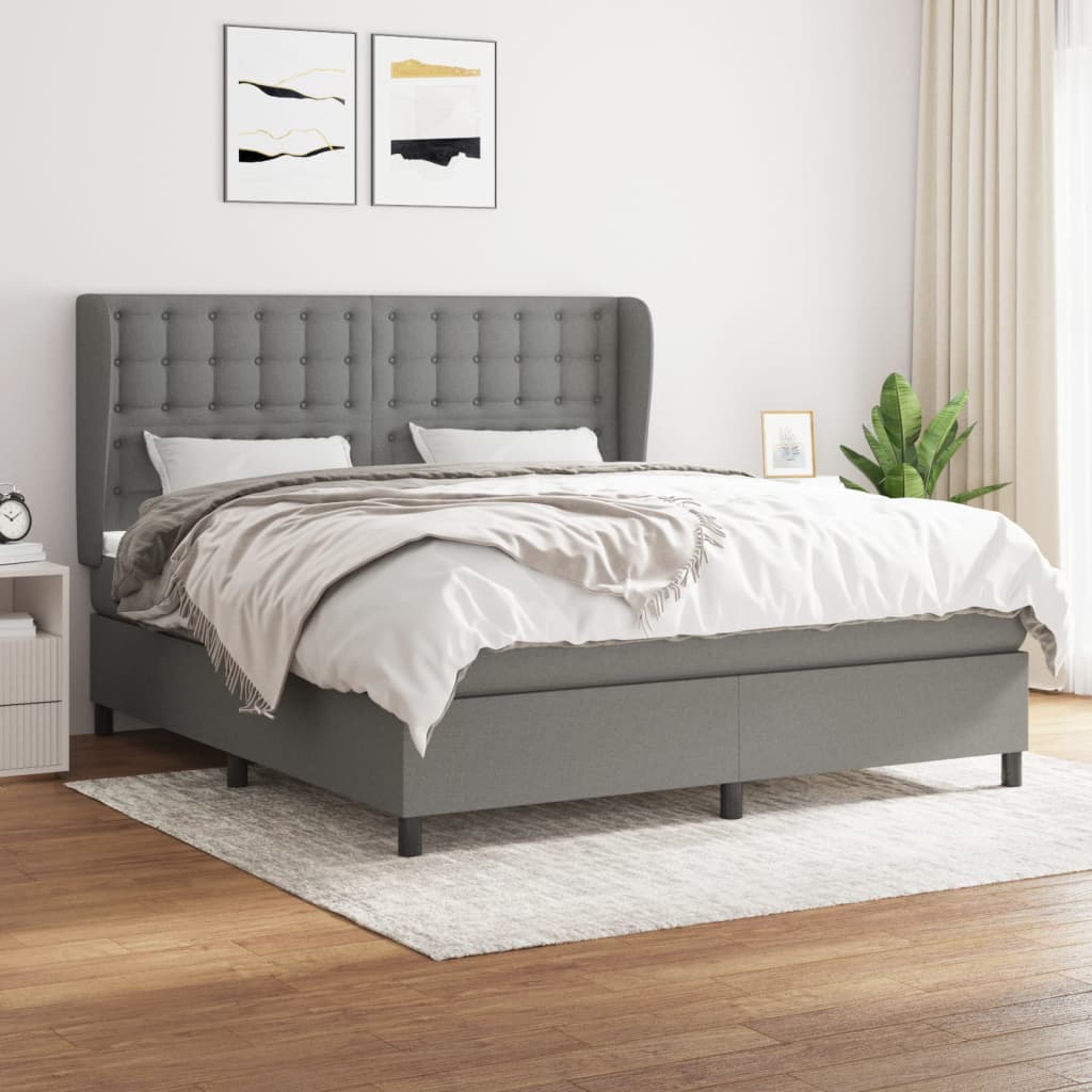 Boxspringbett Mit Matratze Stoff Dunkelgrau