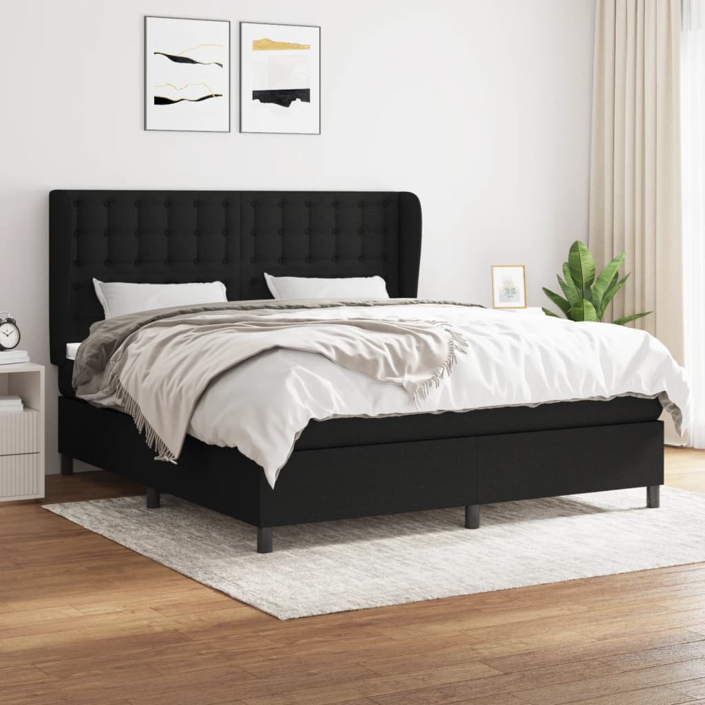 Boxspringbett Mit Matratze Stoff Schwarz