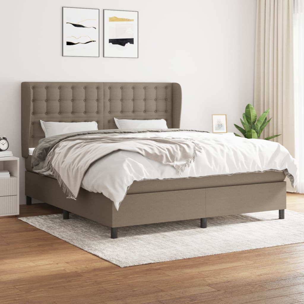 Boxspringbett Mit Matratze Stoff Taupe