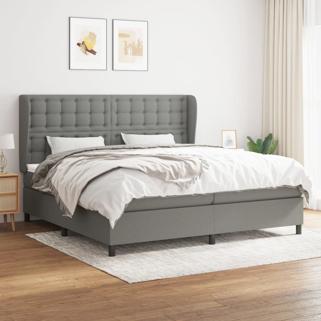 Boxspringbett Mit Matratze Stoff Dunkelgrau