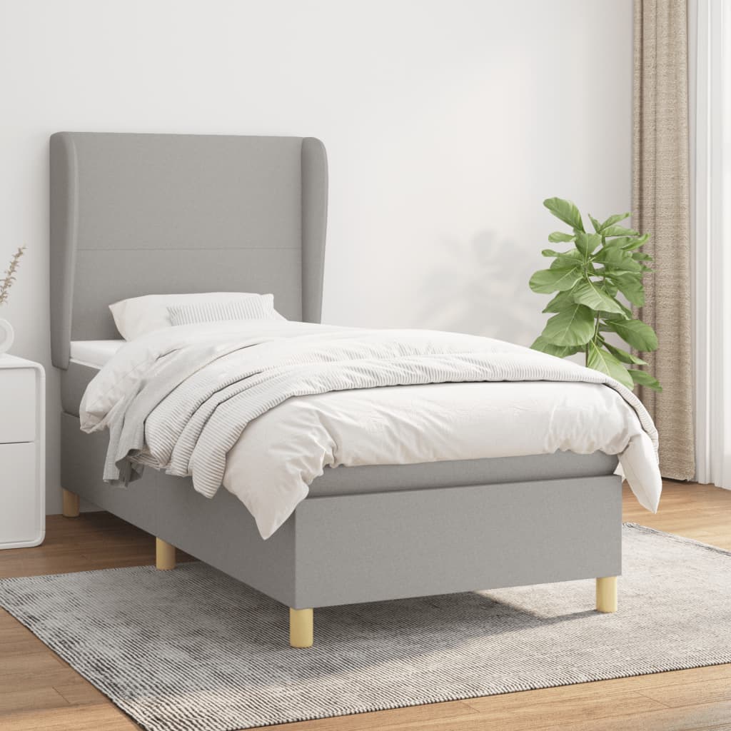 Boxspringbett Mit Matratze Stoff Hellgrau