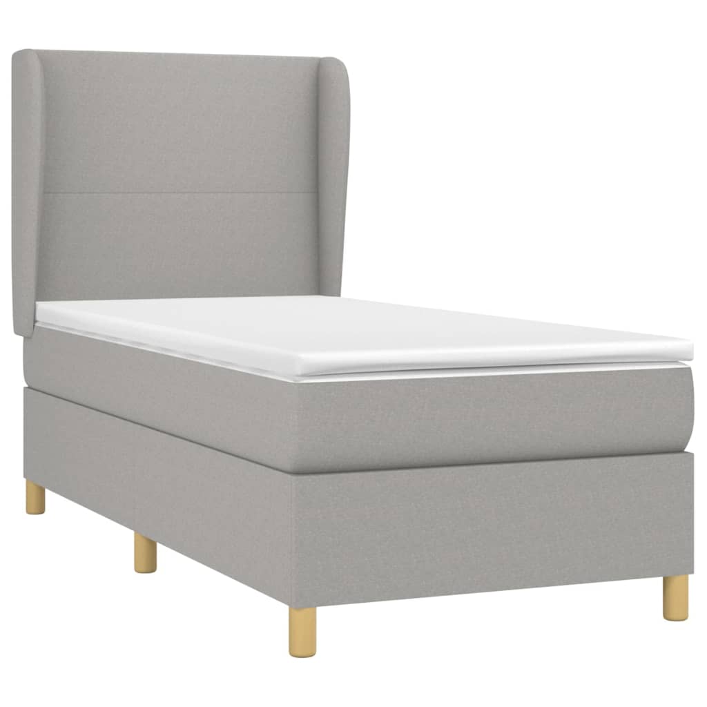 Boxspringbett Mit Matratze Stoff Hellgrau