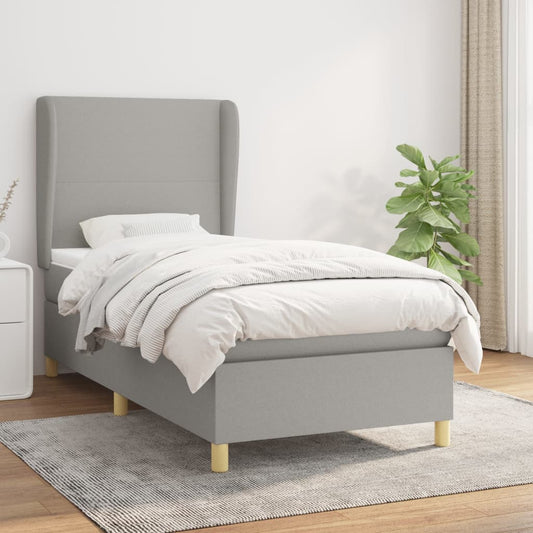 Boxspringbett Mit Matratze Stoff Hellgrau