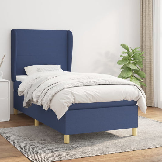 Boxspringbett Mit Matratze Stoff Blau
