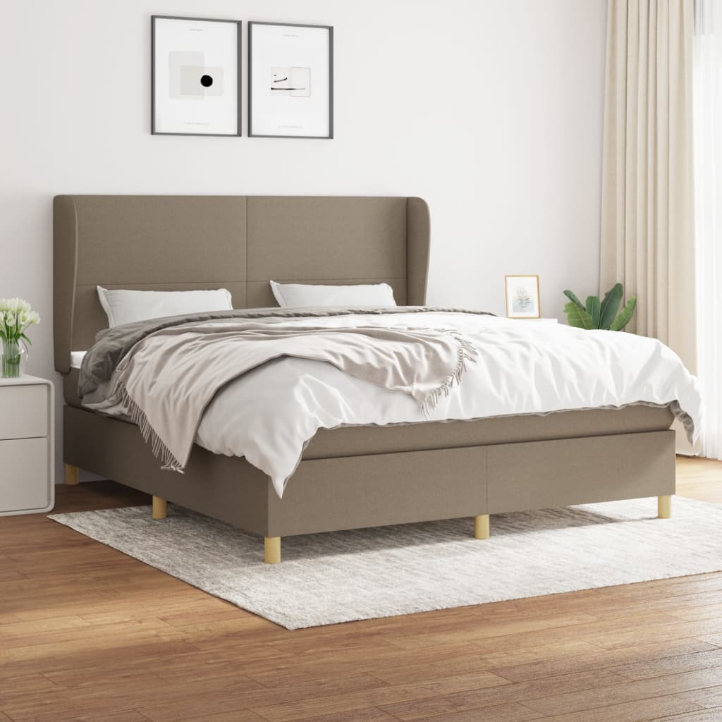 Boxspringbett Mit Matratze Stoff Taupe