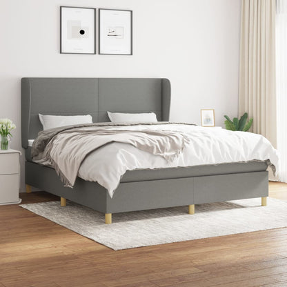 Boxspringbett Mit Matratze Stoff Dunkelgrau