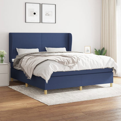 Boxspringbett Mit Matratze Stoff Blau