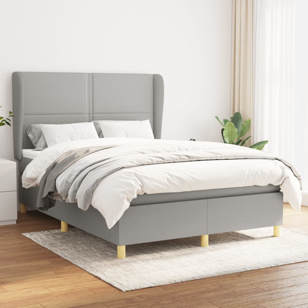 Boxspringbett Mit Matratze Stoff Hellgrau