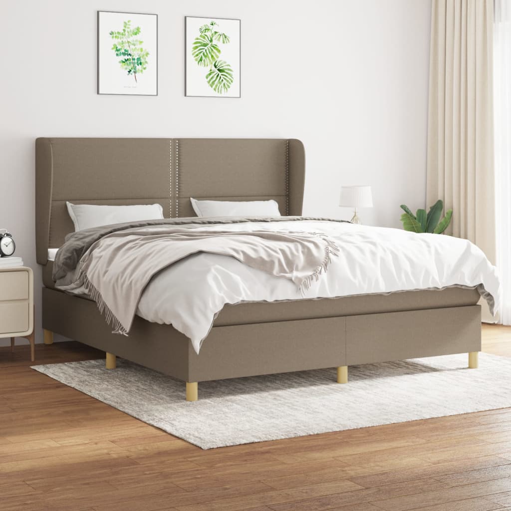 Boxspringbett Mit Matratze Stoff Taupe